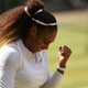 Serena Williams celebrates after beating Germany’s Julia Goerges at The All England Lawn Tennis Club in Wimbledon on July 12, 2018.
